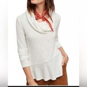 Anthropologie Maeve Soft Ribbed Cowl Neck Long Sleeve Blouse- large flowy